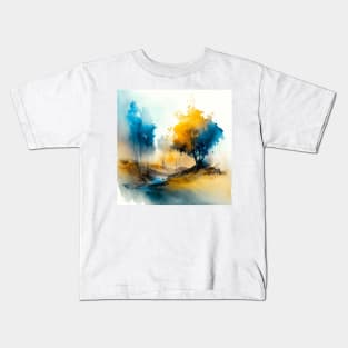 Colorful Autumn Landscape Watercolor 1 Kids T-Shirt